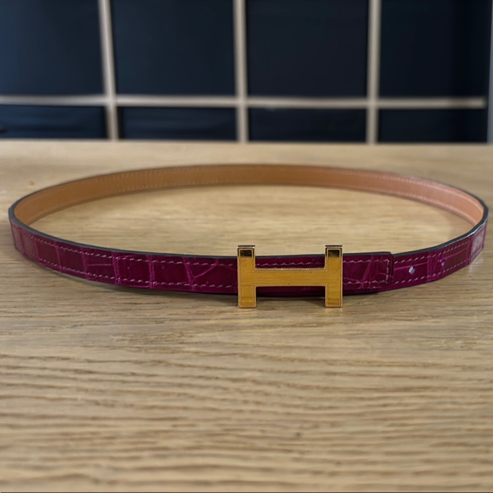 Elegant Pink Belt with Gold Buckle